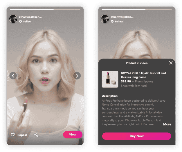 women live selling lipstick with description